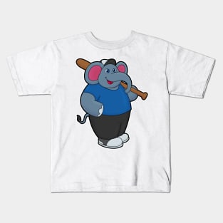 Elephant at Baseball with Baseball bat Kids T-Shirt